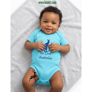 Nos Encanta Australia: Pelele de Bebé con Estampado de Canguro, Manga Corta, Tejido de Algodón Suave, Unisex, Diseño Adorable, Estampado Frontal, Cierre de Broches - Product Image 1