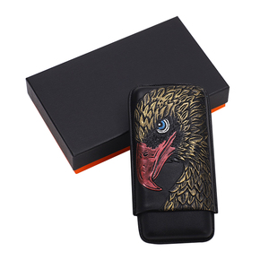 Sang trọng xách tay Cedar lót da thật 3 Ngón Tay Cigar trường hợp với hộp quà tặng cho Cuba xì gà làm bằng gỗ Cedar gỗ khuôn mẫu ống - Product Image 3