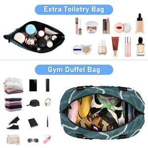 Bolsa de Viaje Aloha para Mujer, Bolsa de Fin de Semana con Estampado Hawaiano, Bolsa de Lona Personalizada con Diseño de Pikake Verde, Juego de Bolsas de Viaje con Bolsa Adicional - Product Image 5