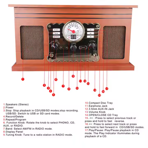 Tocadiscos Retro de Madera SZHFJCTH, Fonógrafo Hi-Fi de Tres Velocidades con Reproductor de Casete - Product Image 6