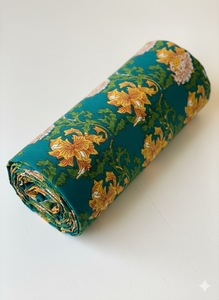Tissu en coton imprimé à la main à motifs floraux ethniques, 42 pouces, tricoté, pour ameublement et décoration - Product Image 3