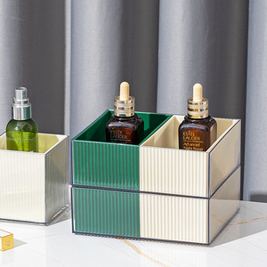 Transparent Divided Desktop Cosmetic <b>Storage</b> Box With Compartments Stackable Jewelry Lipstick Organizer For <b>Dressing</b> <b>Table</b> Dorm - Product Image 2