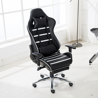 Silla de Juego Ergonómica Profesional de Cuero Negro con Altura Ajustable, Reclinable 180 Grados y Reposapiés, OEM ODM Personalizable