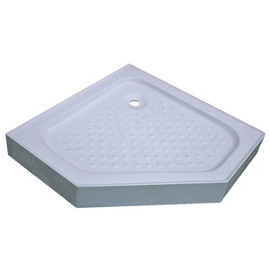 MATCH WELL Plateau <span class=keywords><strong>de</strong></span> douche <span class=keywords><strong>en</strong></span> acrylique design moderne, écologique, avec drain central et installation <span class=keywords><strong>en</strong></span> coin pour salle <span class=keywords><strong>de</strong></span> bain - Product Image 1