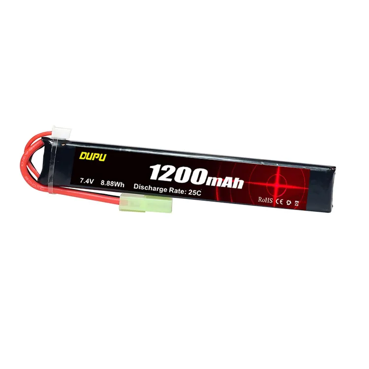 Airsoftリポバッテリー1200mah 11.1V20Cバタフライまたはトリプルパック、ミニタミヤディーンTコネクター付き