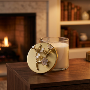 Luxury <b>Glass</b> Scented <b>Candle</b> with Electroplated Decorative Metal Lid Handmade Aromatherapy <b>Jar</b> for Home Decor Christmas Gift - Product Image 4
