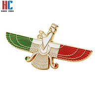 20 ans d'expérience : Symbole zoroastrien Faravahar moderne personnalisé, émaillé et plaqué or, aux couleurs du drapeau iranien, pour la culture persane