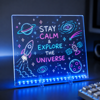 Tablette de dessin LED lumineuse, tableau mémo effaçable avec support et stylo, décoration intérieure pour chambre, magasin, restaurant, veilleuses