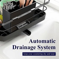Égouttoir à vaisselle en acier pliable et extensible, avec égouttoir rétractable, de luxe, à compartiments, pour plan de travail de cuisine