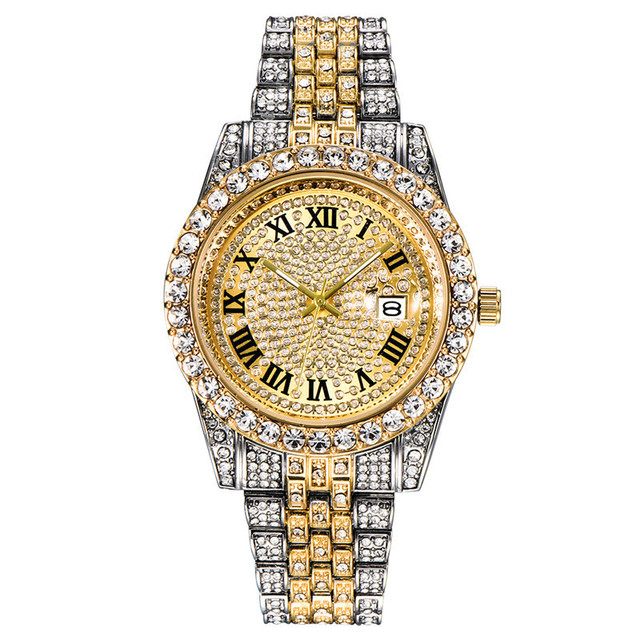 Luxury Hip Hop Stainless Steel Watches Iced Out Full Stones Men's Watches in Wristwatch Luxury Watch for Women Men