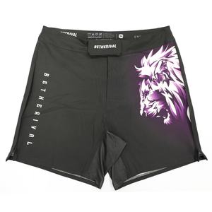 Pantalones Cortos de Lucha Negros de Sublimación para Hombre, Tela Premium Spandexfight de BETHERIVAL, Logotipo Personalizado, Pantalones Cortos de Grappling Bjj Mma - Product Image 1