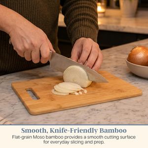 Planche à découper en bambou avec poignée latérale, compatible couteau, robuste, pour fruits et légumes en cuisine - Product Image 2