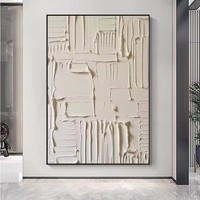 Peint à la main grand Beige 3D texturé peinture abstraite moderne mur Art minimaliste toile peinture pour salon mur décor
