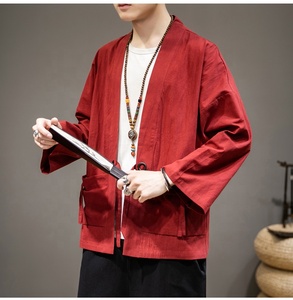 Wholesale Custom 2024 New Japan Style Spring Autumn Cool Fashion <strong>Red</strong> Kimono Mens <strong>Jacket</strong> - Product Image 2