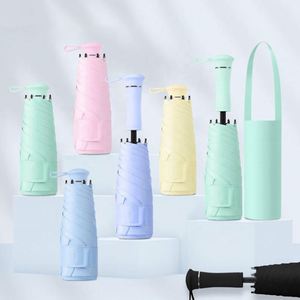 Parapluie de poche OEM personnalisé, capsule anti-UV, petit, pliable en 5 sections, ultraléger, mini, anti-soleil, avec logo - Product Image 2