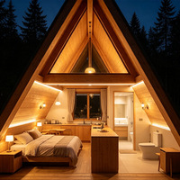 Cabane triangulaire préfabriquée facile à assembler, villa en bois en forme de A pour appartement moderne, usage extérieur et hall écologique