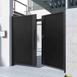 Porte de jardin extérieure double en alliage d'aluminium, fer et acier inoxydable, nouveau style chinois, simplicité moderne, pour cour et villa, facile à installer - Product Image 2