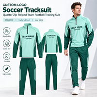 2026 Survêtement de football personnalisé avec logo sublimé, à quart de zip, rayé, pour entraînement d'équipe, ensembles d'échauffement, direct usine