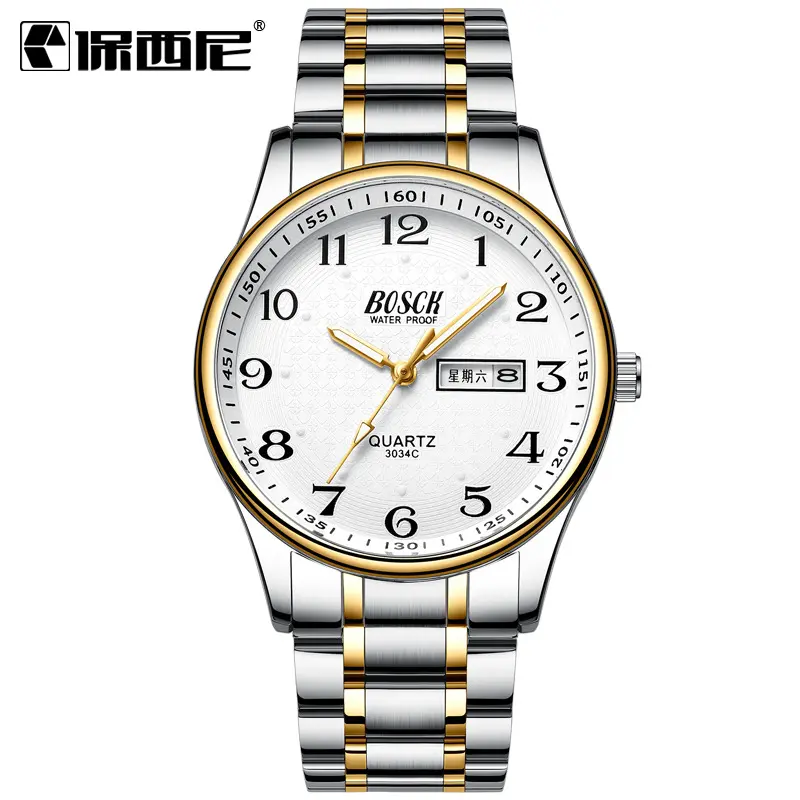 Bosck 5682 calendar men wrist waterproof luminous fashion quartz lighter custom logo watch