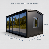 Maison conteneur préfabriquée de luxe en verre noir, structure modulaire détachable en acier, pour habitation moderne, entrepôt ou atelier
