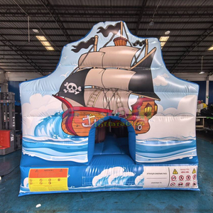 Castillo inflable con tobogán para fiestas infantiles al aire libre, pista de obstáculos inflable con diseño de barco pirata. - Product Image 3