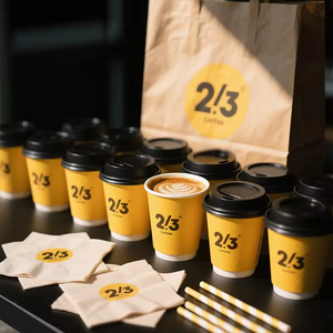 แก้วกาแฟกระดาษเคลือบ PLA แบบใช้แล้วทิ้ง ขนาด 8oz 12oz 16oz สำหรับเครื่องดื่มร้อน รับผลิตตามสั่งพร้อมโลโก้ขายส่ง - Product Image 1