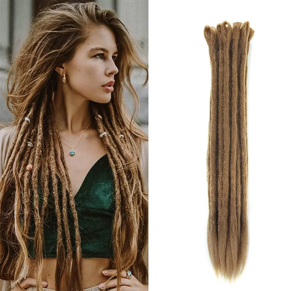 613# Blonde Synthetic Dreads 20 Inch Handmade Dreadlock Extensions Twist Braiding Hair Hippie Crochet Braids