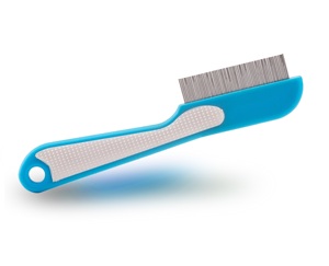 Peigne anti-puces en plastique violet et gris avec picots en acier inoxydable pour le toilettage des chats et chatons, conception de poignée pratique - Product Image 3