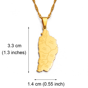 Collana con Ciondolo in Acciaio Inox a Forma di Mappa della Dominica per Donne e Ragazze, per Matrimoni, Feste e Regali, Catena con Nome della Città # 075121 - Product Image 4