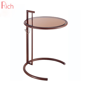 Modern Home Furniture Round Top Tempered Glass Table Adjustable <span class=keywords><strong>Eileen</strong></span> Gray Side Table - Product Image 2