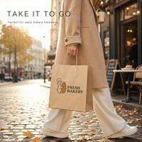 Sac en papier kraft brun en gros avec fenêtre transparente, poignée torsadée, pour boulangerie, pain au levain, biscuits, emballage personnalisé avec logo