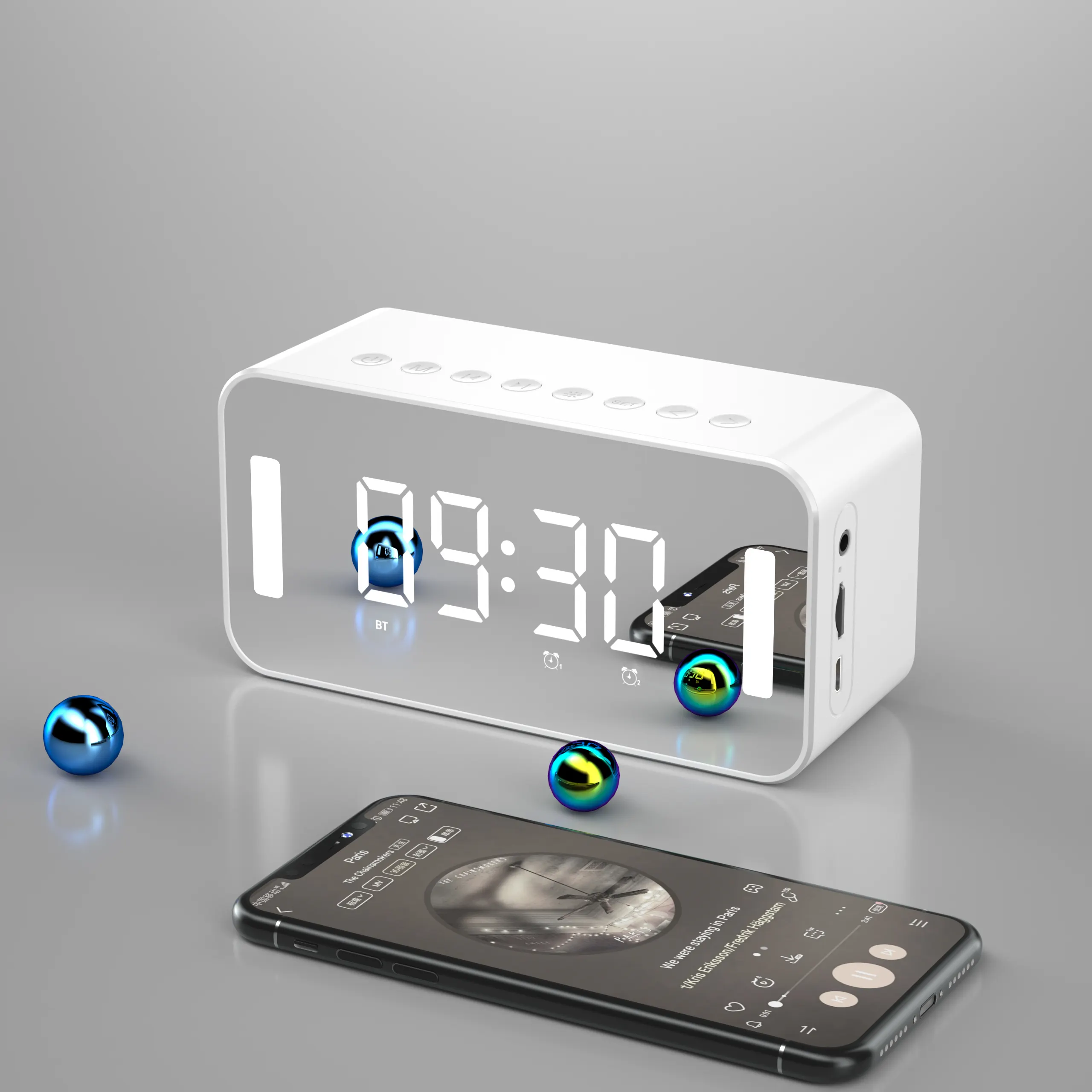2023 New Smart Wireless Charge Alarm Clock Night Light Home Speaker Portable Outdoor FM Radio Music BT Speaker