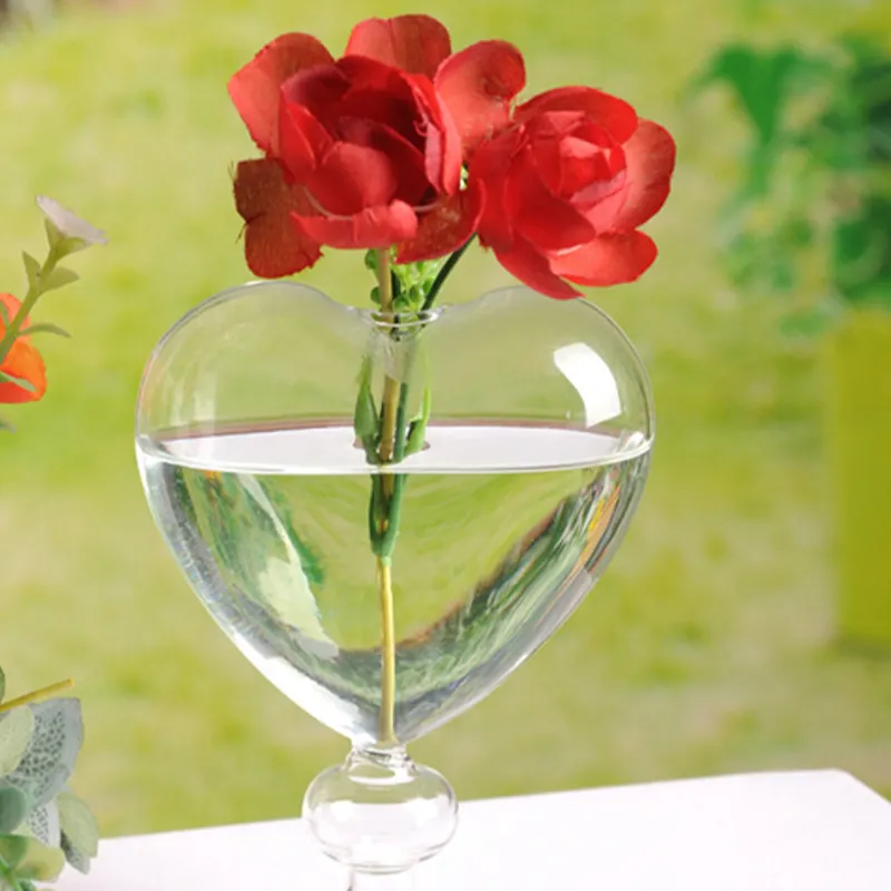 Özel el yapımı kalp şekli beyaz ucuz 15cm boyunda cam vazolar