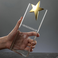 Trofeo de Cristal K9 en Blanco al por Mayor, Premio Personalizado con Logotipo 3D Grabado, Trofeos de Cristal con Estrella