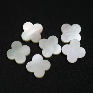 HanYu Mother Of Pearl Clover Stone High Quality White Color Mother Of Pearl Shell Natural 4 Leaf Clover Stone