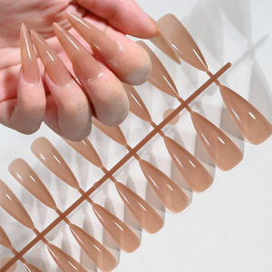 Nouvelle Arrivée – 240 Pièces d'Extensions d'Ongles Artificiels Marron Glacé Transparent Brillant, Longs Stilettos, Double Usage - Product Image 2