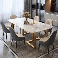 Table moderne solide et durable plateau en marbre fer plaqué pieds table