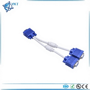 สายเคเบิลแบ่งสัญญาณภาพ VGA แบบ 2 สาย ทองแดงเคลือบดีบุก ยี่ห้อ YKT Automotive สำหรับเชื่อมต่อจอแสดงผลโปรเจคเตอร์ 1 ต่อ 2 ชุด - Product Image 1