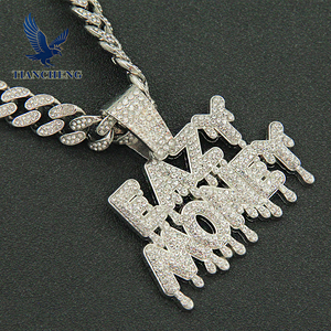 Collar de Hombre con Colgante Grande de Letra Inglesa, Estilo Hip Hop, con Incrustaciones de Diamantes de Imitación - Product Image 4