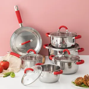 Hersteller Pot Pan Sets Kaisa Villa 12 Stück Edelstahl Kochgeschirr Sets Küche Kochtöpfe für Induktion sherd