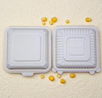 Boîte à repas une pièce jetable en amidon de maïs Boîte à lunch biodégradable à emporter de qualité alimentaire à 3 compartiments Vaisselle blanche de 9 pouces