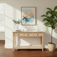 Console en bois massif brun foncé avec 3 tiroirs de rangement, meuble d'entrée vintage pour couloir, armoire latérale pour salon, mobilier d'hôtel