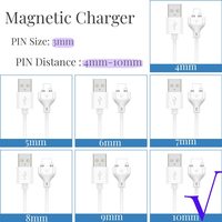 Câble de chargeur USB DC magnétique 2 broches 4.0mm-10mm pour jouets nettoyant pour le visage brosse à dents électrique lampe de poche câble de remplacement durable