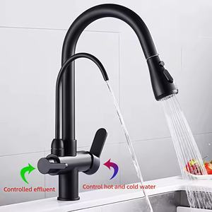 3ウェイキッチン蛇口ステンレス鋼真鍮プルダウンミキサータップ水フィルター付き - Product Image 4