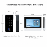 Visiophone à écran tactile de 7 pouces, Station intérieure IPS 1024x600, caméra WiFi 2.4G, interphone, clavier RFID et serrure électrique
