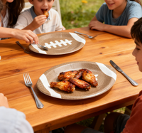 Vente chaude Assiettes jetables écologiques pour le sport, les dîners, les fêtes, motif personnalisé, papier en vrac pour enfants, adultes, pique-nique, tailgating