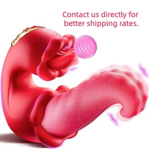 Ottimo Prezzo, <span class=keywords><strong>Vibratore</strong></span> <span class=keywords><strong>Rosso</strong></span> 3 in 1 per Donne, Stimolazione Intensa del Capezzolo, della Vagina e Orale con Lingua Leccante e 10 Potenti Modalità di Vibrazione per Climax - Product Image 1