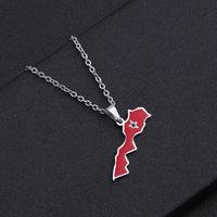 Collier en acier inoxydable plaqué or 18 carats avec chaîne maillons marocains émaillés classiques et carte du drapeau national émaillée pour enfants - Vente en gros