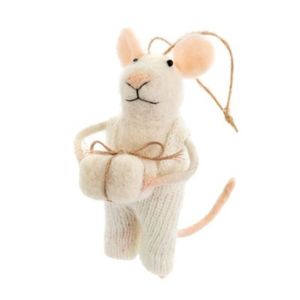 수제 니들펠트 크리스마스 쥐 장식품 - 맞춤형 동물 걸이 장식 (생일 및 부활절 선물용) - Product Image 1