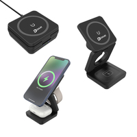 Chargeur sans fil magnétique pliable 3 en 1 pour iPhone, iWatch, AirPods, station de charge sans fil multifonctionnelle, chargeur portable